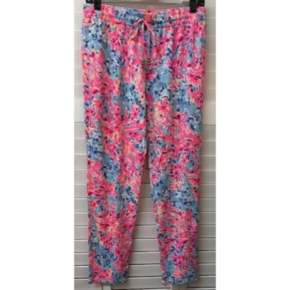 Lilly Pulitzer Womens Colorful Floral Print Elastic Waist Pants M - Picture 1 of 3